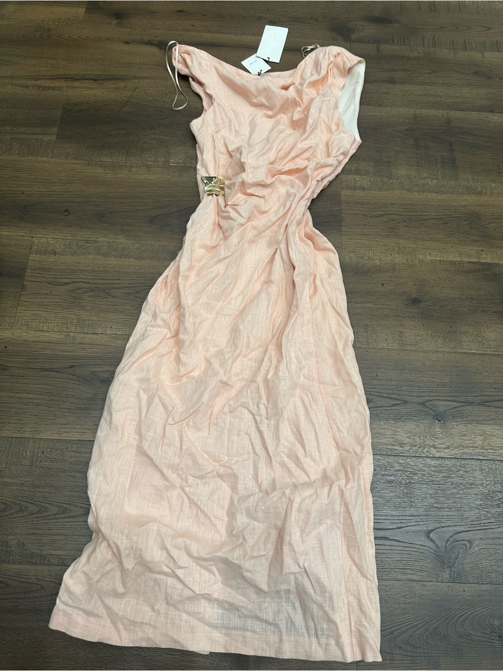 Zara Blush Peach One-Shoulder Maxi Dress